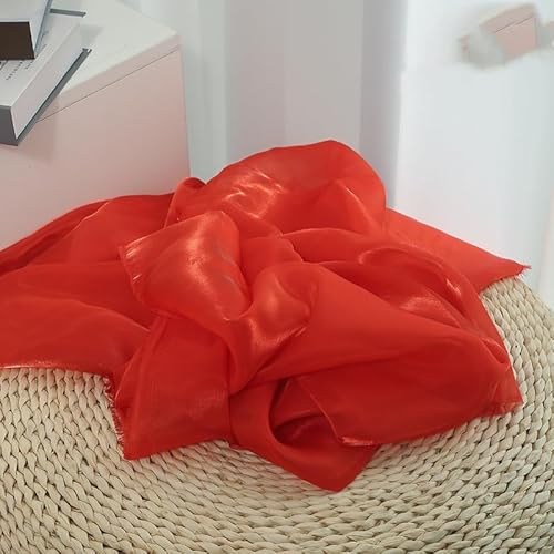 YKAFADE 1m Organza Stoffe zum Nähen Hauch Zart, Fein Schimmernder glitzernder Kostümstoff 150cm breit Organza Stoff zum Dekorieren für Tutu-Röcke Basteln Hochzeitskleid Tischdecke -Rot von YKAFADE