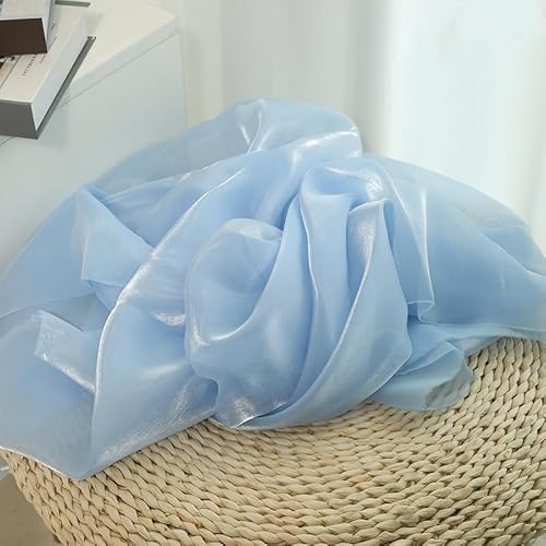 YKAFADE 1m Organza Stoffe zum Nähen Hauch Zart, Fein Schimmernder glitzernder Kostümstoff 150cm breit Organza Stoff zum Dekorieren für Tutu-Röcke Basteln Hochzeitskleid Tischdecke -hellblau von YKAFADE