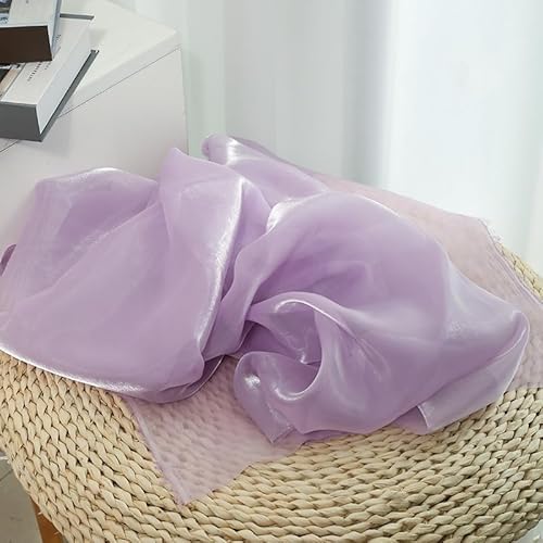 YKAFADE 1m Organza Stoffe zum Nähen Hauch Zart, Fein Schimmernder glitzernder Kostümstoff 150cm breit Organza Stoff zum Dekorieren für Tutu-Röcke Basteln Hochzeitskleid Tischdecke -helles Lila von YKAFADE