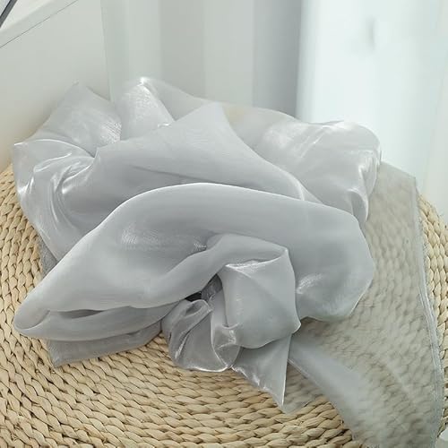 YKAFADE 1m Organza Stoffe zum Nähen Hauch Zart, Fein Schimmernder glitzernder Kostümstoff 150cm breit Organza Stoff zum Dekorieren für Tutu-Röcke Basteln Hochzeitskleid Tischdecke -hellgrau von YKAFADE