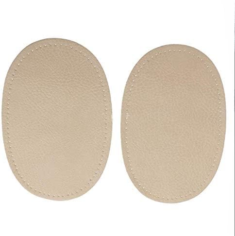 YKAFADE 2 Paar Ellenbogen Knie Flicken zum Aufnähen, ovale Form Selbstklebendes Lederflicken Aufbügelflicken Patches Flicken zum Aufnähen Pullover Hose Restaurierung Zubehör Kleidung Zubehör-Beige von YKAFADE