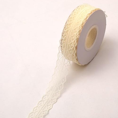 YKAFADE 25 Yard Spitzenband 3cm Beige Spitzenborte Dekostoff Spitzenstoff Zum Nähen Spitze Blumenband Borte für Hochzeit Tischdeko Basteln Nähen Handwerk Geschenkband Kraftpapier Heimdekoration von YKAFADE