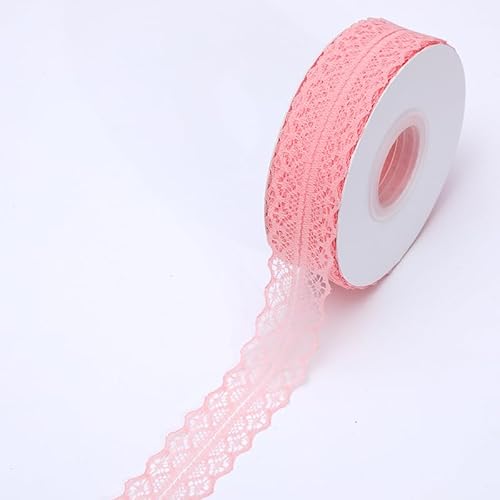 YKAFADE 25 Yard Spitzenband 3cm Hellrosa Spitzenborte Dekostoff Spitzenstoff Zum Nähen Spitze Blumenband Borte für Hochzeit Tischdeko Basteln Nähen Handwerk Geschenkband Kraftpapier Heimdekoration von YKAFADE