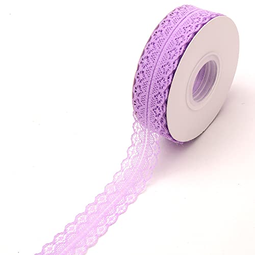 YKAFADE 25 Yard Spitzenband 3cm Lila Spitzenborte Dekostoff Spitzenstoff Zum Nähen Spitze Blumenband Borte für Hochzeit Tischdeko Basteln Nähen Handwerk Geschenkband Kraftpapier Heimdekoration von YKAFADE