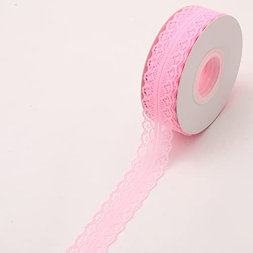 YKAFADE 25 Yard Spitzenband 3cm Rosa Spitzenborte Dekostoff Spitzenstoff Zum Nähen Spitze Blumenband Borte für Hochzeit Tischdeko Basteln Nähen Handwerk Geschenkband Kraftpapier Heimdekoration von YKAFADE