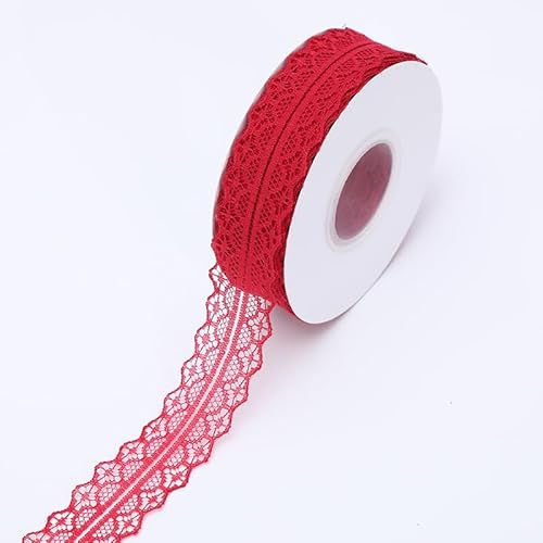 YKAFADE 25 Yard Spitzenband 3cm Weinrötet Spitzenborte Dekostoff Spitzenstoff Zum Nähen Spitze Blumenband Borte für Hochzeit Tischdeko Basteln Nähen Handwerk Geschenkband Kraftpapier Heimdekoration von YKAFADE