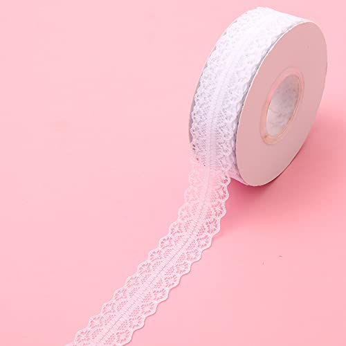 YKAFADE 25 Yard Spitzenband 3cm Weiß Spitzenborte Dekostoff Spitzenstoff Zum Nähen Spitze Blumenband Borte für Hochzeit Tischdeko Basteln Nähen Handwerk Geschenkband Kraftpapier Heimdekoration von YKAFADE