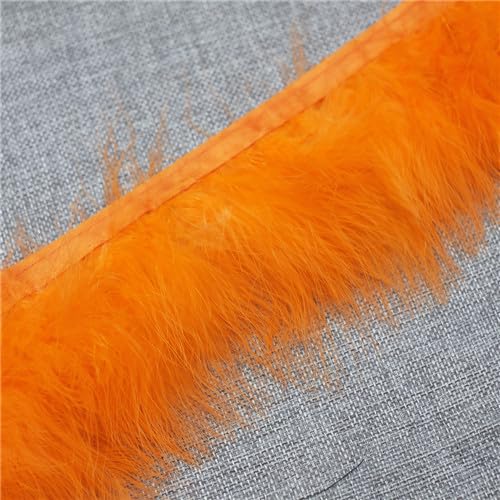 YKAFADE 2M Truthahnfedern Fransenbesatz Natürlicher Türkei Federn Fringe Trim zum Basteln Feder Fransen 8-10cm Stoffstreifen für Party Hochzeit Kleid Nähen Kunsthandwerk Kostüme Dekoration-Orange von YKAFADE