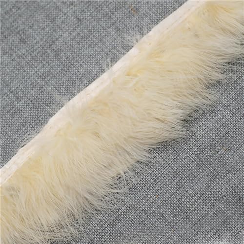 YKAFADE 2M Truthahnfedern Fransenbesatz Natürlicher Türkei Federn Fringe Trim zum Basteln Feder Fransen 8-10cm Stoffstreifen für Party Hochzeit Kleid Nähen Kunsthandwerk Kostüme Dekoration-Beige #2 von YKAFADE