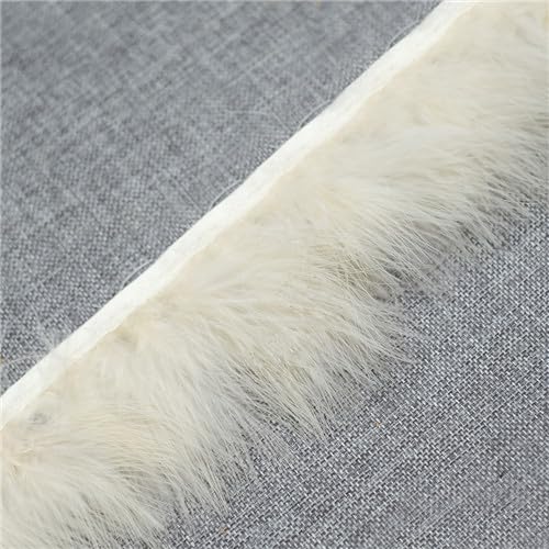 YKAFADE 2M Truthahnfedern Fransenbesatz Natürlicher Türkei Federn Fringe Trim zum Basteln Feder Fransen 8-10cm Stoffstreifen für Party Hochzeit Kleid Nähen Kunsthandwerk Kostüme Dekoration-Beige #1 von YKAFADE