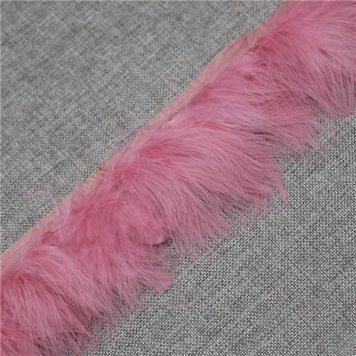 YKAFADE 2M Truthahnfedern Fransenbesatz Natürlicher Türkei Federn Fringe Trim zum Basteln Feder Fransen 8-10cm Stoffstreifen für Party Hochzeit Kleid Nähen Kunsthandwerk Kostüme Dekoration-Pink von YKAFADE