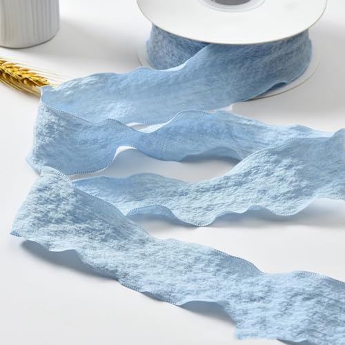 YKAFADE 3 Rollen x 10 Yard 25mm Breit Geschenkband Schleifenband Stoffband Bänder-Set Deko Band für Hochzeitseinladungen, Brautsträuße, Geschenke, Verpackungen, DIY-Kunsthandwerk Basteln-Blau von YKAFADE