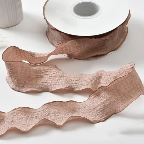 YKAFADE 3 Rollen x 10 Yard 25mm Breit Geschenkband Schleifenband Stoffband Bänder-Set Deko Band für Hochzeitseinladungen, Brautsträuße, Geschenke, Verpackungen, DIY-Kunsthandwerk Basteln-Khaki von YKAFADE