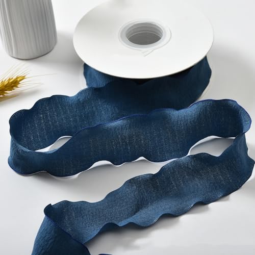 YKAFADE 3 Rollen x 10 Yard 25mm Breit Geschenkband Schleifenband Stoffband Bänder-Set Deko Band für Hochzeitseinladungen, Brautsträuße, Geschenke, Verpackungen, DIY-Kunsthandwerk Basteln-Navy Blau von YKAFADE