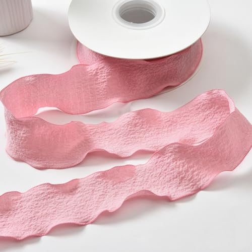 YKAFADE 3 Rollen x 10 Yard 25mm Breit Geschenkband Schleifenband Stoffband Bänder-Set Deko Band für Hochzeitseinladungen, Brautsträuße, Geschenke, Verpackungen, DIY-Kunsthandwerk Basteln-Rosa #1 von YKAFADE