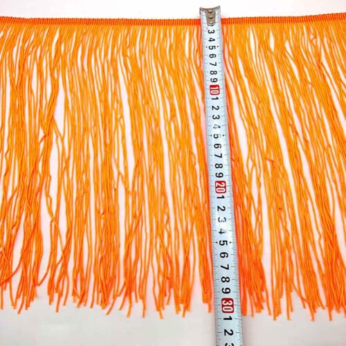 YKAFADE 30cm x 10m Fransenborte Fransenbesatz Band DIY Fransen Tanzfransen Geschnitten Fransenborte Fransen-Borten Bänder zum Nähen,DIY Basteln,Kleidung Kostüme Nähzubehör Vorhänge Dekoration-Orange von YKAFADE