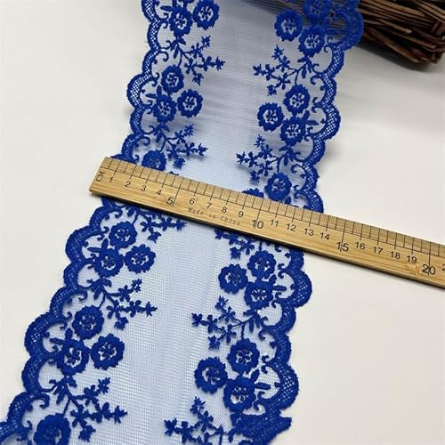 YKAFADE Spitzenbordüre Spitzenband 15 Yard 13cm Vintage Band Spitzen-Blumen Spitzenbesatz Dekoband Zierband zum Basteln,Nähen Handwerk Dessous Hochzeitskleid Deko Scrapbooking Geschenkbox, Dunkelblau von YKAFADE