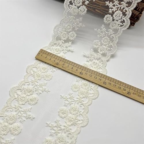 YKAFADE Spitzenbordüre Spitzenband 15 Yard 13cm Vintage Band Spitzen-Blumen Spitzenbesatz Dekoband Zierband zum Basteln,Nähen Handwerk Dessous Hochzeitskleid Deko Scrapbooking Geschenkbox, Beige von YKAFADE