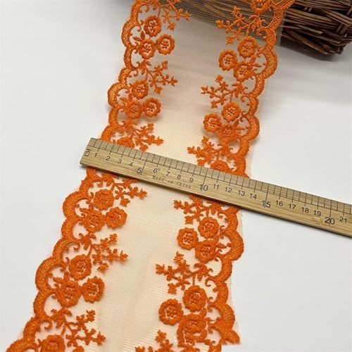 YKAFADE Spitzenbordüre Spitzenband 15 Yard 13cm Vintage Band Spitzen-Blumen Spitzenbesatz Dekoband Zierband zum Basteln,Nähen Handwerk Dessous Hochzeitskleid Deko Scrapbooking Geschenkbox, Orange von YKAFADE