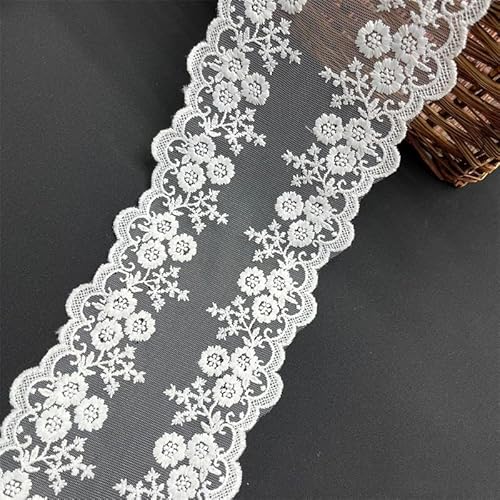 YKAFADE Spitzenbordüre Spitzenband 15 Yard 13cm Vintage Band Spitzen-Blumen Spitzenbesatz Dekoband Zierband zum Basteln,Nähen Handwerk Dessous Hochzeitskleid Deko Scrapbooking Geschenkbox, Weiß von YKAFADE