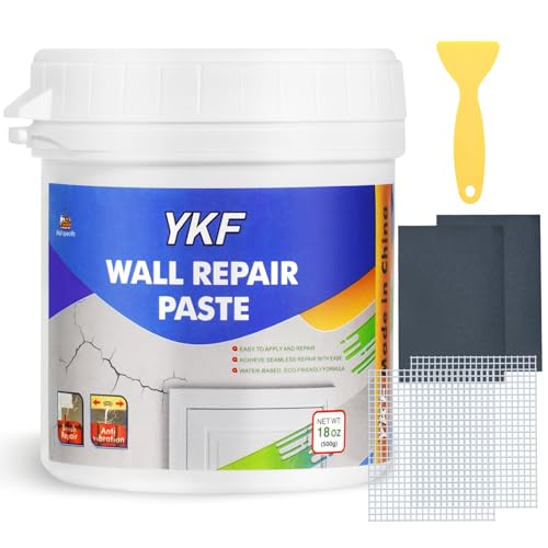 YKF Trockenbau-Patch-Reparaturset, 510 ml, Spachtelmasse mit Schaber, Wandreparaturmittel, schnelle und einfache Lösung zum Füllen von Wandoberflächenlöchern, Rissschäden, Gipsbeulen und Holzkratzern von YKF