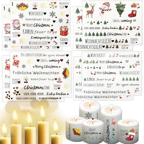 YKHSUAOU 8PCS Kerzentattoos Weihnachten,Kerzentattoos，Kerzenaufkleber sticker,Dekorieren Sprüche Glückslicht Lieblingsmens Wunschlicht Kerzenfolie,Kerzensprüche (Farbe) von YKHSUAOU