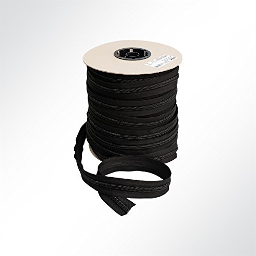 YKK® Spiralreißverschluß 10mm Spiralbreite Reissverschluss endlos Meterware schwarz von YKK