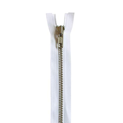 YKK - Metallreißverschluss (teilbar) - Kettenfarbe Nickel - 5 mm Kettenbreite - für Jacken und Lederwaren, 70,0 cm Länge, Weiß (501) von YKK