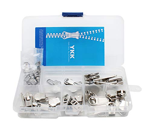 YKK Reißverschluss-Reparatur-Set, Metall, verschiedene Aluminium-Schieber, einfache Behälteraufbewahrungssets mit #3, 4,5, 5 und #10, inklusive #3, 4,5, 5 und #10 obere und untere Stopps von YKK