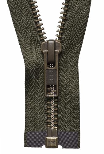 YKK Robuster Reißverschluss mit Metallzähnen, offenes Ende, 71 cm, Khaki von YKK