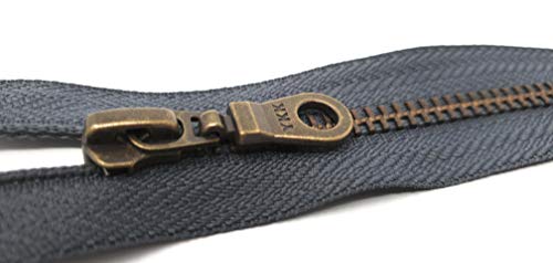 YKK teilbarer Reißverschluss aus Metall mit Zipper in antik Gold 182 Schiefergrau 80 cm von YKK