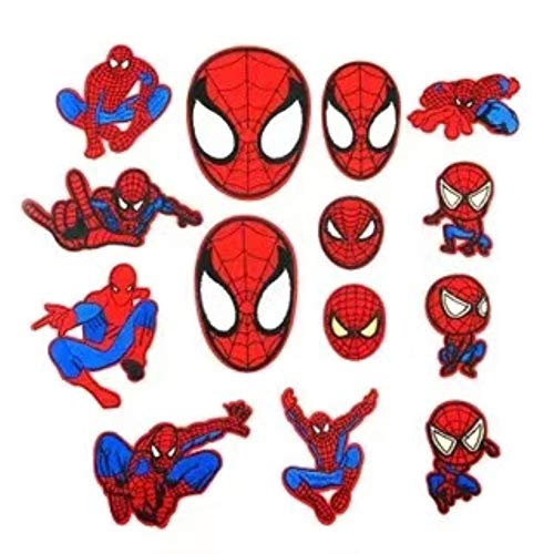 14 Stück Spiderman Patches zum Aufbügeln, DIY Kleidung Patches Blumen Aufkleber,für für DIY T-Shirt Jeans Kleidung Taschen Aufbügler von YKKJ