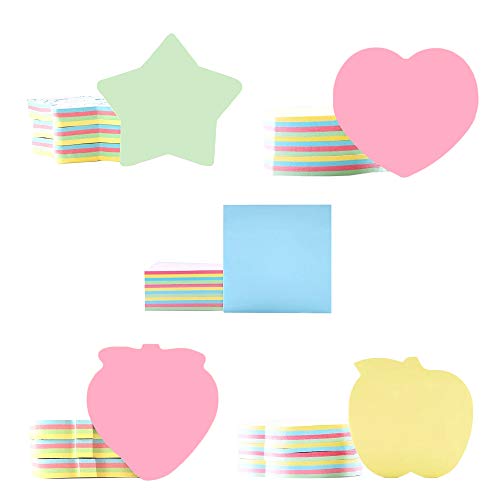 5 Pads, Bulk Pack Haftnotizen Selbstklebende Notizen Haftnotizen ，Mini Haftnotizen, 5 Verschiedene Formen,für Erinnerungen, Lernen, Büro, Schule und Zuhause von YKKJ