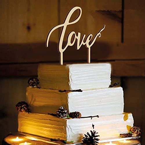 YKKJ Love You Cake Toppers,Hochzeit Kuchen Topper,Love Birds Holz Tortentopper Party Hochzeitsgeschenk Jahrestag Kuchen Dekoration von YKKJ