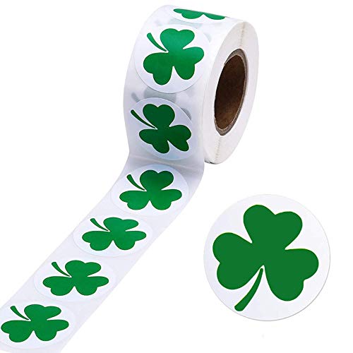 YKKJ 1 Band 500 Blatt Klee Aufkleber，Shamrock Dekoration Aufkleber für St. Patrick's Day Geschenke Scrapbooking Karten Umschläge .Sticker von YKKJ