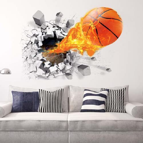 3D Basketball Inspiration Wandtattoo 3D Basketball Aufkleber Naturgetreue Basketball Dekoration Cartoon Kinderzimmer Wandgemälde von YKKJ