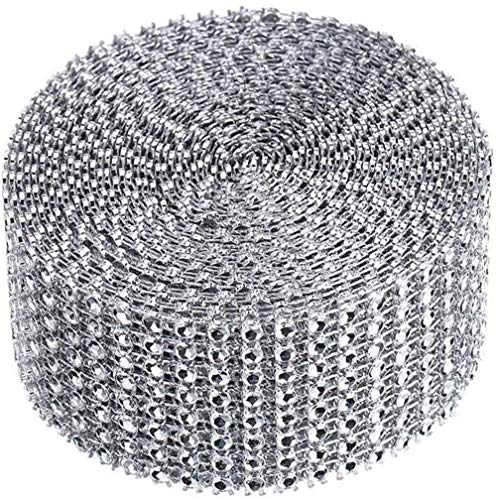 YKKJ 8 Reihen10Yard Strassband Diamant Band Dekoband,Für Bling Braut, Blumenstrauß, Rahmen, Vasen, Hochzeit,Geburtstag Torte Gastgeschenkbox Verzierung Handwerk.(Silber) Schleifen & Bänder von YKKJ