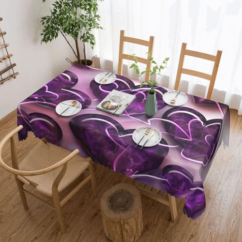 YKLJG Modische rechteckige Tischdecke mit Herzmuster, 183 x 137 cm, wasserdichter Stoff, dekorative Tischdecke mit Spitzenrand, für Essen/Party/Buffet/Hochzeit von YKLJG