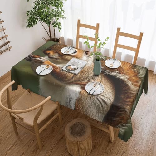 YKLJG Rechteckige Tischdecke, Eichhörnchen, bedruckt, 183 x 137 cm, wasserdicht, Stoff, dekorative Tischdecke mit Spitzenrand, für Essen/Party/Buffet/Hochzeit von YKLJG