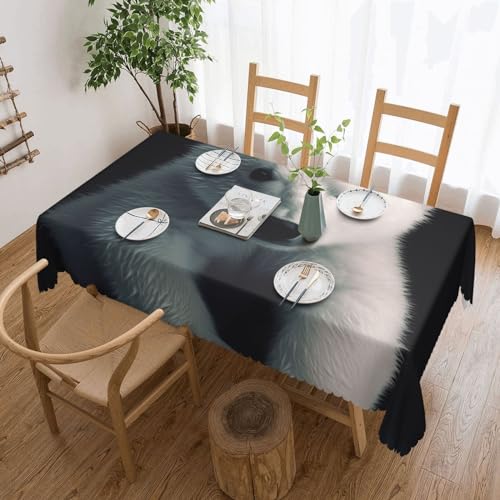 YKLJG Rechteckige Tischdecke, Motiv: Eisbär, bedruckt, 183 x 137 cm, wasserdichter Stoff, dekorative Tischdecke mit Spitzenrand, für Essen/Party/Buffet/Hochzeit von YKLJG