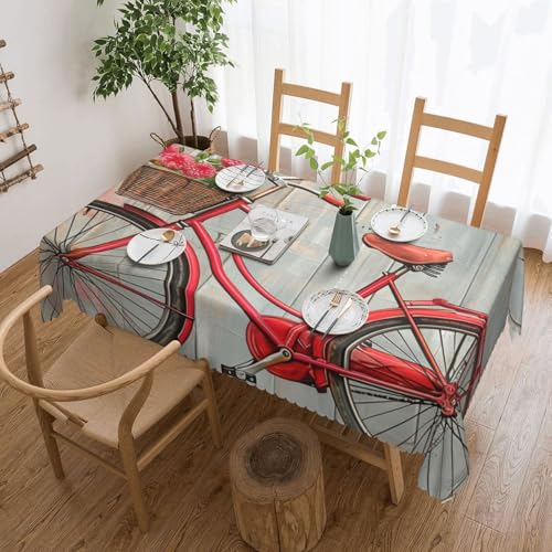 YKLJG Rechteckige Tischdecke, Retro-Design, bedruckt, 183 x 137 cm, wasserdichter Stoff, dekorative Tischdecke mit Spitzenrand, für Essen/Party/Buffet/Hochzeit von YKLJG