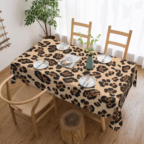 YKLJG Rechteckige Tischdecke mit Leopardenmuster, 183 x 137 cm, wasserdichter Stoff, dekorative Tischdecke mit Spitzenrand, für Essen/Party/Buffet/Hochzeit von YKLJG