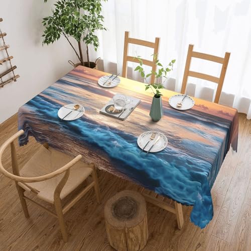 YKLJG Rechteckige Tischdecke mit Sonnenaufgang, bedruckt, 183 x 137 cm, wasserdichter Stoff, dekorative Tischdecke mit Spitzenrand, für Essen/Party/Buffet/Hochzeit von YKLJG