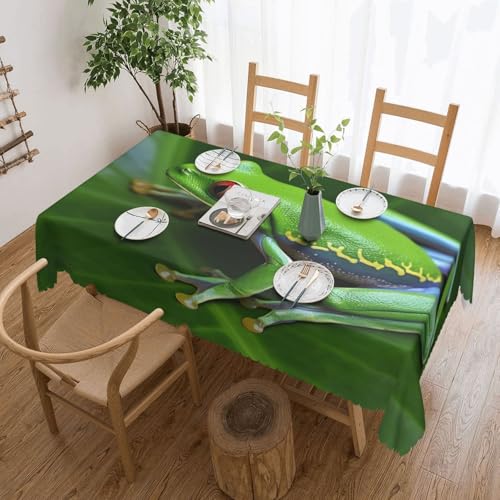 YKLJG Rechteckige Tischdecke mit Tiermotiv, Froschblätter, 183 x 137 cm, wasserdichter Stoff, dekorative Tischdecke mit Spitzenrand, für Essen/Party/Buffet/Hochzeit von YKLJG