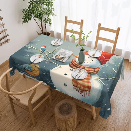 YKLJG Rechteckige Tischdecke mit Vogelmotiv, 183 x 137 cm, wasserdicht, dekorative Tischdecke mit Spitzenrand, für Essen/Party/Buffet/Hochzeit von YKLJG