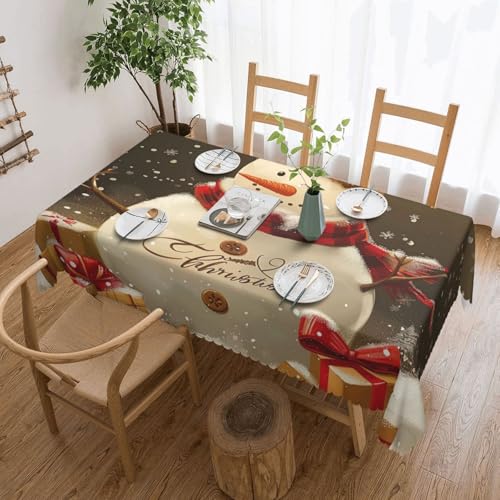 YKLJG Rechteckige Tischdecke mit Weihnachtsschneemann-Motiv, 183 x 137 cm, wasserdichter Stoff, dekorative Tischdecke mit Spitzenrand, für Essen/Party/Buffet/Hochzeit von YKLJG