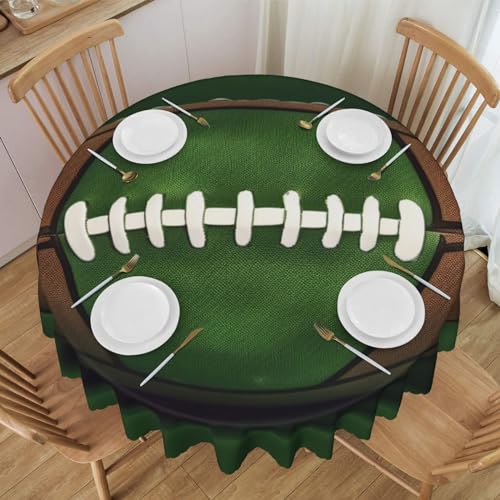 YKLJG Runde Tischdecke, Motiv: Fußball, grün, bedruckt, 152 cm Durchmesser, wasserdichter Stoff, dekorative Tischdecke mit Spitzenrand für Essen/Party/Buffet/Hochzeit von YKLJG