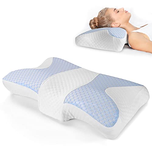 Kissen für Nacken- und Schulterschmerzen， Ergonomische Kissen for Schlafen mit Hypermobilität, 2-in-1-Hals-Nackenkissen zur Schmerzlinderung beim Schlafen, Nacken- und Nackenkissen aus Memory-Schaum m von YKMYXZ