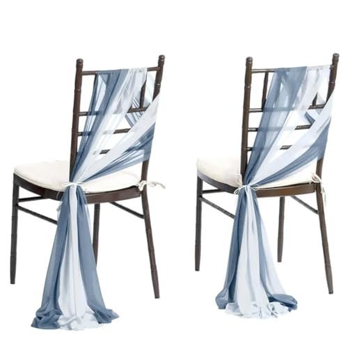 YKMYXZ Stuhl Schärpen Bögen， 24 Stück 17 x 275 cm grüne Chiffon-Stuhlschärpen, 12 Sets Hochzeits-Stuhlschärpen, Band, Hochzeit, Party, Gang, Stuhl-Dekoration(Gray Blue) von YKMYXZ