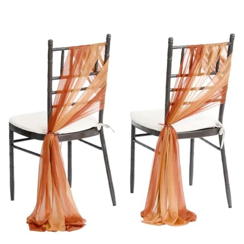 YKMYXZ Stuhl Schärpen Bögen， 24 Stück 17 x 275 cm grüne Chiffon-Stuhlschärpen, 12 Sets Hochzeits-Stuhlschärpen, Band, Hochzeit, Party, Gang, Stuhl-Dekoration(Orange) von YKMYXZ